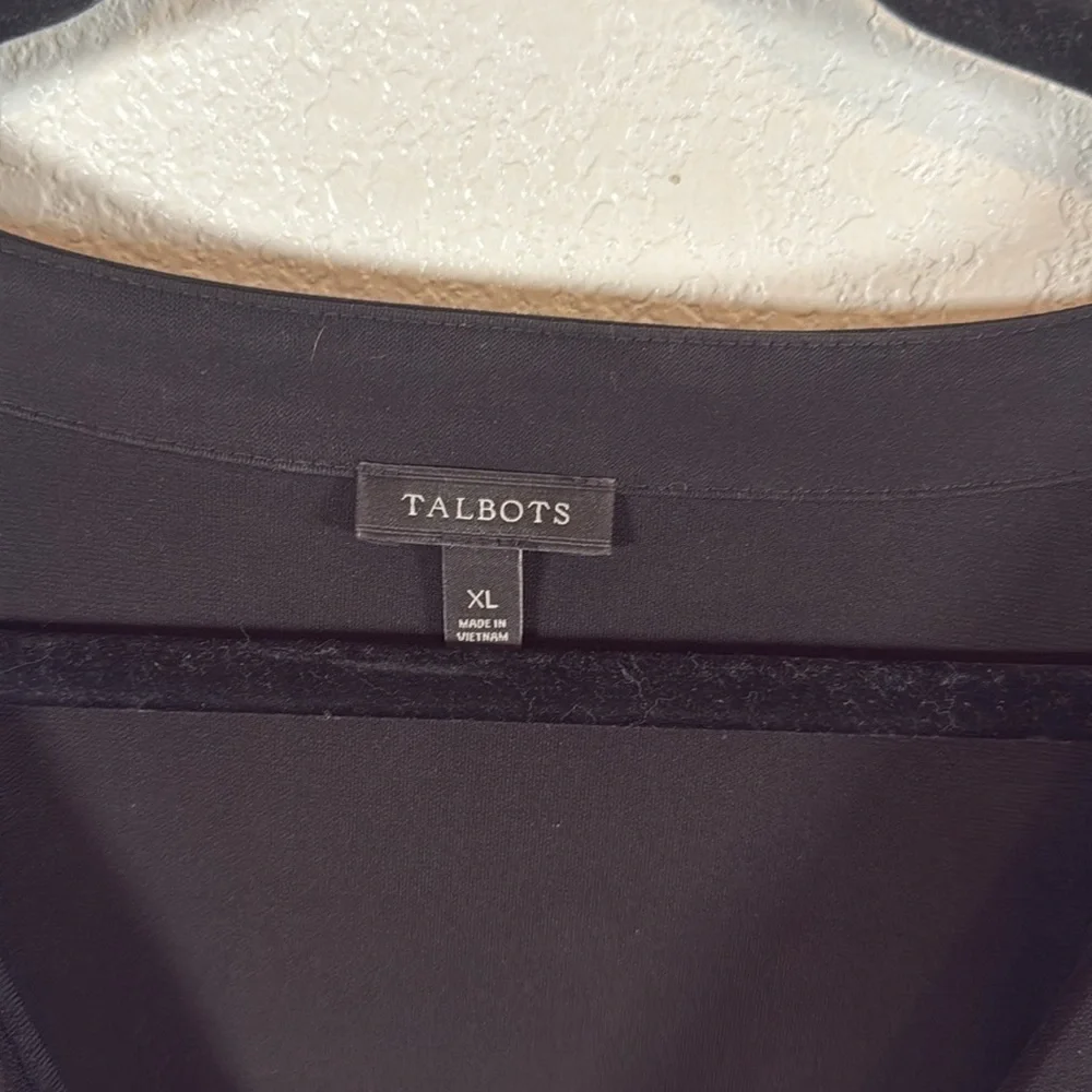 Talbots Black Faux Wrap 3/4 Sleeve MIDI Career Dress Double Pockets Size XL - Picture 3 of 7